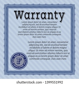 Blue Warranty template. Good design. Printer friendly. Detailed. 