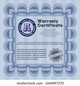 Blue Warranty template. With linear background. Vector illustration. Good design. 