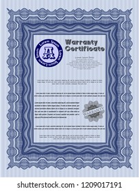 Blue Warranty template. Money Pattern. With linear background. Customizable, Easy to edit and change colors. 