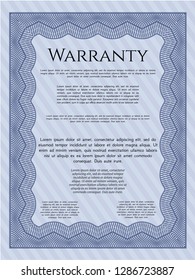 Blue Warranty template. Printer friendly. Elegant design. Customizable, Easy to edit and change colors. 