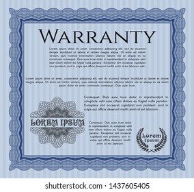 Blue Warranty template. Printer friendly. Retro design. Customizable, Easy to edit and change colors. 