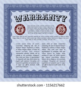 Blue Warranty template. With quality background. Nice design. Customizable, Easy to edit and change colors. 