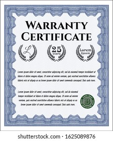 Blue Warranty template. Retro design. Customizable, Easy to edit and change colors. Easy to print. 