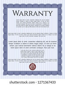 Blue Warranty template. Superior design. Customizable, Easy to edit and change colors. Easy to print. 