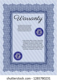 Blue Warranty. Vector illustration. Printer friendly. Nice design. 