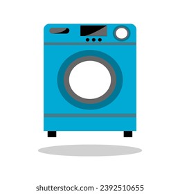 lavadora azul de estilo plano. aislado de fondo blanco. ilustración vectorial moderna
