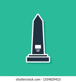Blue Washington monument icon isolated on green background. Concept of commemoration, DC landmark, patriotism.  Vector Illustration