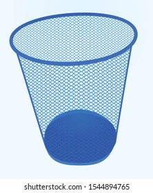 Blue waste bin. vector illustration