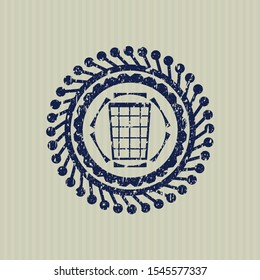 Blue wastepaper basket icon inside rubber texture