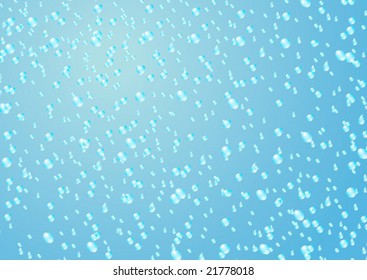 blue water abstract background from droplets and bubbles.