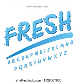 Blue Water Abstract Movement Fresh Motion Dripping Droplets Typography Artistic Font Design