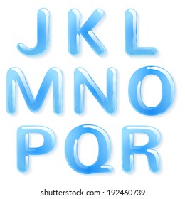 Blue water alphabet.