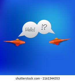 Blue water background with golden fishes conversation