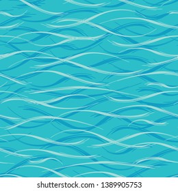 Blue Water Background. Seamless blue ripples pattern. Vector illustration for fabric, wallpaper, scrapbooking projects or bacgrounds. Surface pattern design.