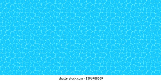 Blue water background. Seamless blue ripples pattern. Water pool texture bottom background. Vector illustration.