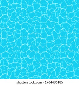 Blue water background. Seamless blue ripples pattern. Water pool texture bottom background. Vector illustration.