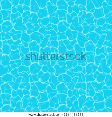 Blue water background. Seamless blue ripples pattern. Water pool texture bottom background. Vector illustration.