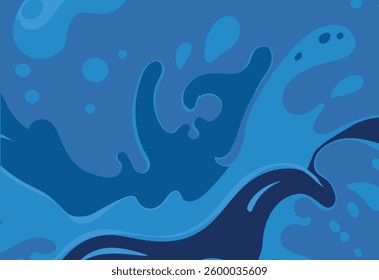 Blue water background. Vector illustration of a blue water texture with bubbles.