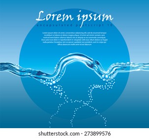 Blue water background. Vector illustration