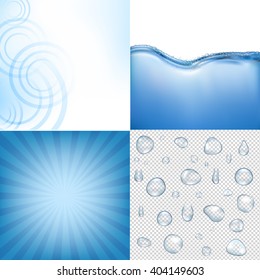 Fondo De Agua Azul Con Malla De Gradiente, Ilustración Vectorial