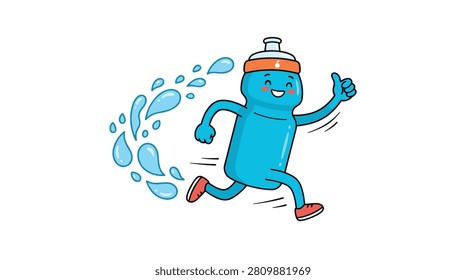 Blue Water Bottle Character