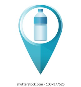 Blue Water bottle map marker symbol flat design vector illustration isolate with a white background.