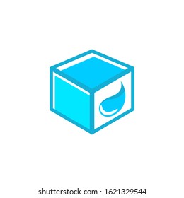 blue water box logo design template