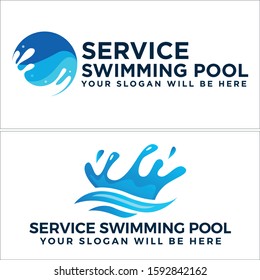 Blue water bubble spark splash element symbol casual logo template suitable for swimming pool retail company service provide business recreation holiday beach sport healthy lifestyle