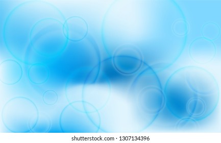 Blue water with bubbles abstract vector illustration. Bokeh lights poster vector background. Bubbles backdrop. Beach party poster wallpaper. Blurry bokeh lights stylish colorful blurred background.