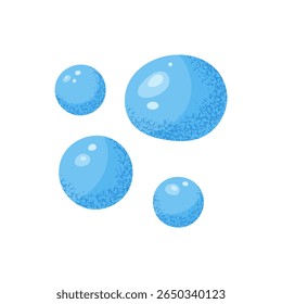 Blue water bubbles clipart with grain texture. Floating ocean element for kids and summer desing. Vector isolated.