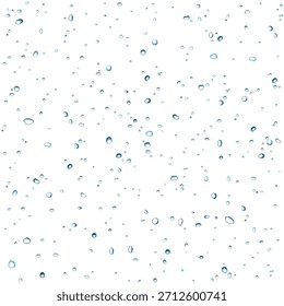 Blue water bubbles and drops spray. Realistic ice particles splash. 3D flying crystal shards. Vector droplet  or gel texture for cosmetics, carbonated drink, soap background.