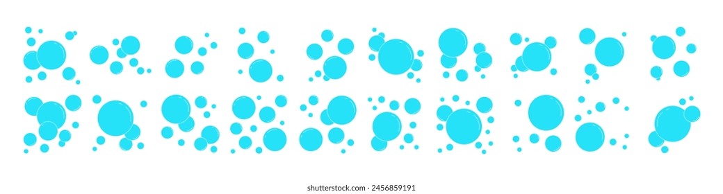 Blue Water Bubbles Illustration Vektorgrafik Set