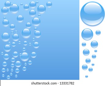 Blue water with bubbles. Vector illustration.