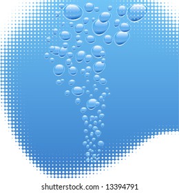 Blue water with bubbles. Vector illustration.