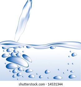 Blue water with bubbles vector illustration
