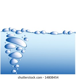 Blue water with bubbles vector illustration