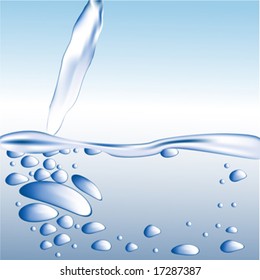 Blue water with bubbles vector illustration