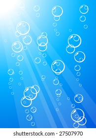 Blue water with bubbles. Vector illustration.