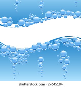 Blue water with bubbles. Vector illustration.