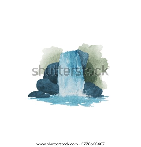 Blue water cascading down rocks