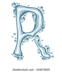 Blue water and clear drops. Liquid vector alphabet.
