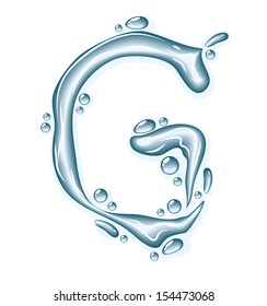Agua azul y gotas claras. Alfabeto vector líquido.