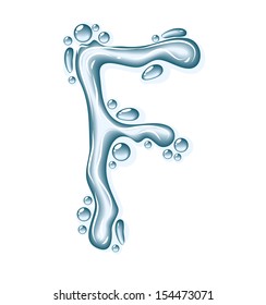 Blue water and clear drops. Liquid vector alphabet.