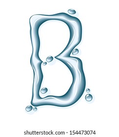 Blue water and clear drops. Liquid vector alphabet.