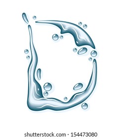 Agua azul y gotas claras. Alfabeto vector líquido.