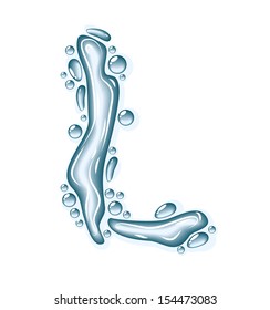 Blue water and clear drops. Liquid vector alphabet.