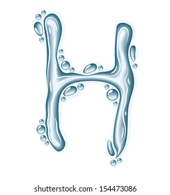 Blue water and clear drops. Liquid vector alphabet.