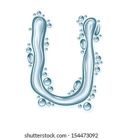 Blue water and clear drops. Liquid vector alphabet.
