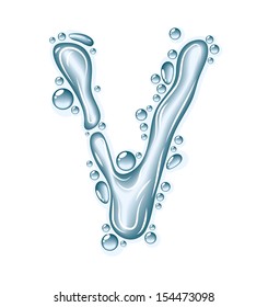 Blue water and clear drops. Liquid vector alphabet.