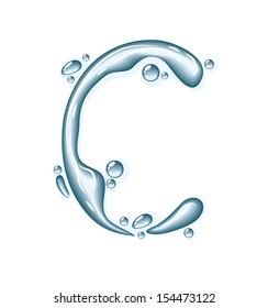 Blue water and clear drops. Liquid vector alphabet.